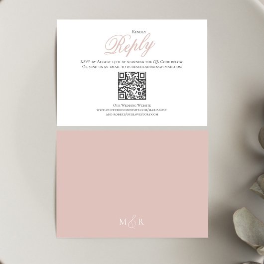 Blush Pink Calligraphy Script RSVP Elegant