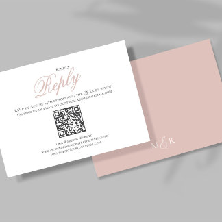 Blush Pink Calligraphy Script RSVP Elegant Kaartje