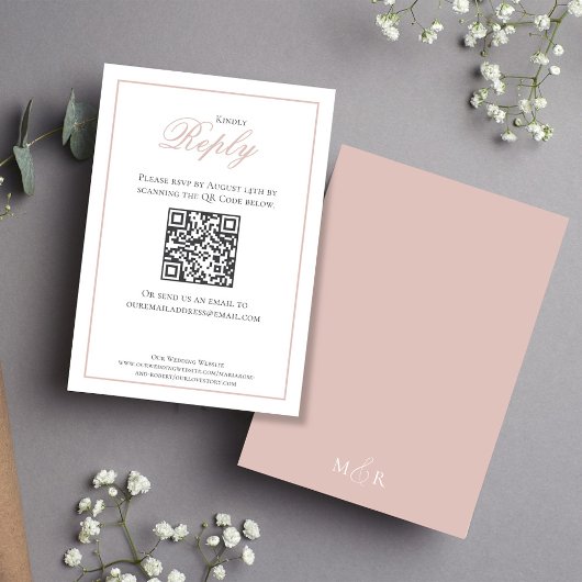 Blush Pink Calligraphy Script RSVP Elegant Kaartje