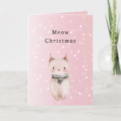 Blush Pink Cat Confetti Dots Christmas Kaart (Voorkant)