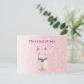 Blush Pink Cat Confetti Dots Thinking of you Briefkaart (Staand voorkant)
