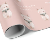 Blush Pink Cat Verjaardag Cadeaupapier (Rol Hoek)