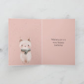 Blush Pink Cat Verjaardag Kaart (Binnen)