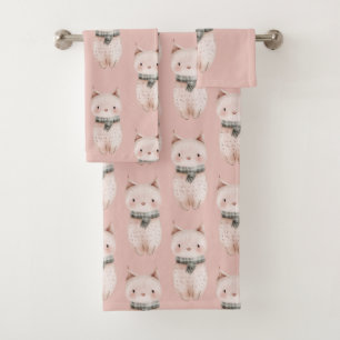 Blush Pink Cats Bad Handdoek