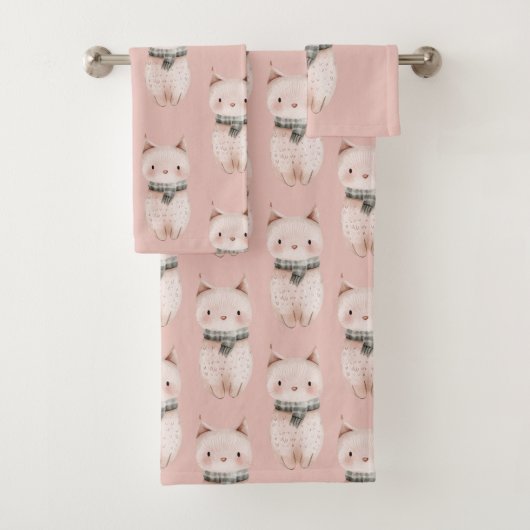 Blush Pink Cats Bad Handdoek (Insitu)
