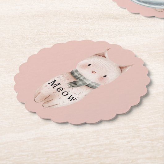 Blush Pink Cats Kartonnen Onderzetters (Gekanteld)