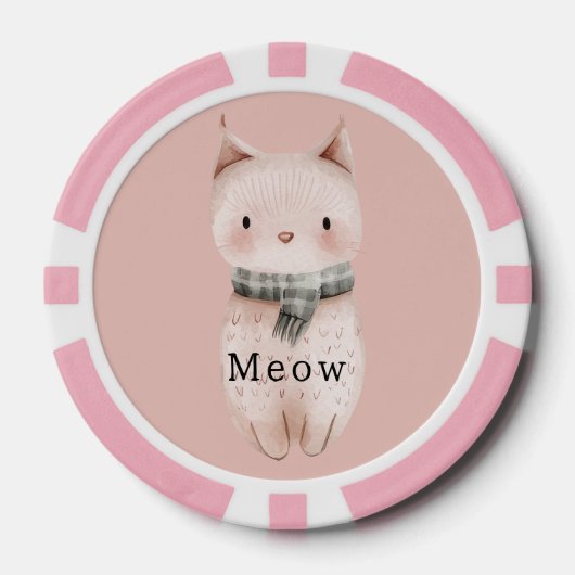 Blush Pink Cats Poker Chips (Voorkant)