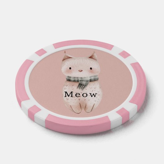 Blush Pink Cats Poker Chips (Enkel)
