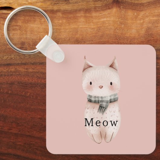 Blush Pink Cats Sleutelhanger (Voorkant)