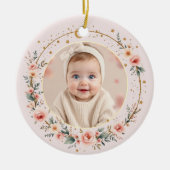 Blush Pink Celestial Baby First Christmas Photo Keramisch Ornament (Voorkant)