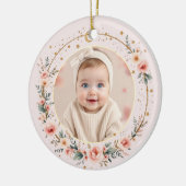 Blush Pink Celestial Baby First Christmas Photo Keramisch Ornament (Links)