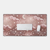 Blush Pink Celestial Moon Phases Bureaumat (Keyboard & Muis)