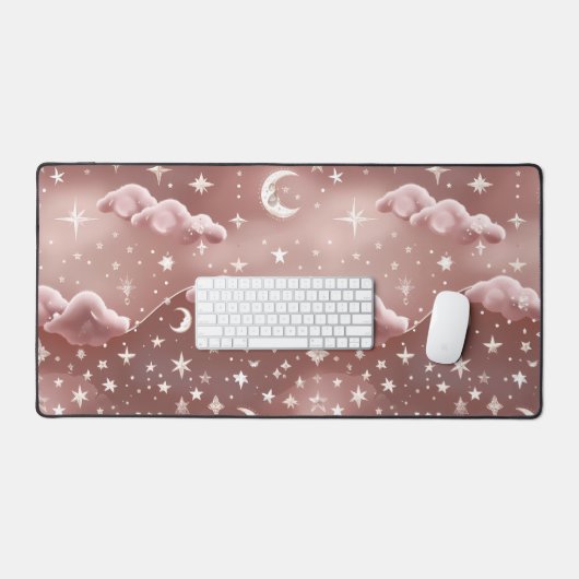 Blush Pink Celestial Moon Phases Bureaumat (Keyboard & Muis)