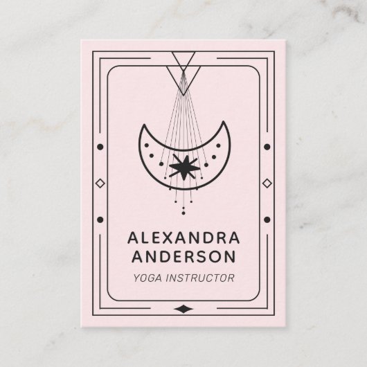 Blush Pink Celestial Starry Crescent Moon Visitekaartje (Voorkant)