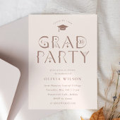 Blush Pink Celestial Typography Afstudeerder Party Kaart