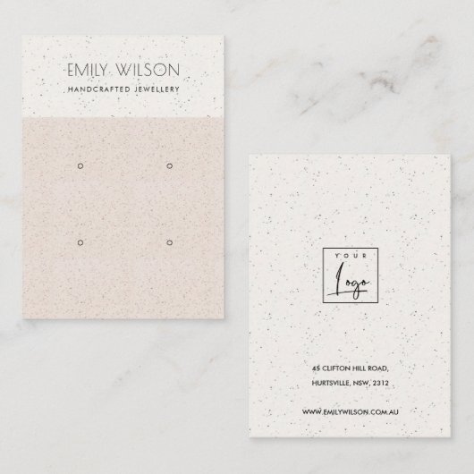 BLUSH PINK CERAMIC TEXTURE 2 EARRING DISPLAY LOGO VISITEKAARTJE (Voorkant / Achterkant)
