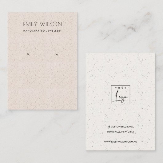 BLUSH PINK CERAMIC TEXTURE EARRING LOGO VISITEKAARTJE (Voorkant / Achterkant)