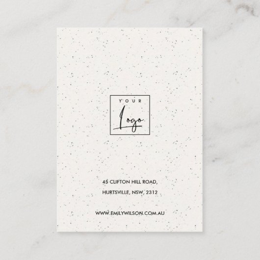 BLUSH PINK CERAMIC TEXTURE KETTING DISPLAY LOGO VISITEKAARTJE (Achterkant)