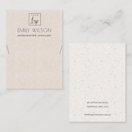 BLUSH PINK CERAMIC TEXTURE KETTING DISPLAY LOGO VISITEKAARTJE (Voorkant / Achterkant)
