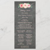 Blush Pink Chalkboard Bloemen Trouwprogramma Programmakaart (Achterkant)