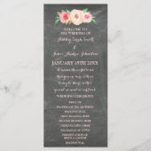 Blush Pink Chalkboard Bloemen Trouwprogramma Programmakaart (Voorkant)