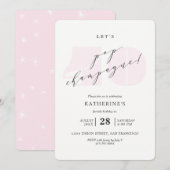 Blush Pink Champagne 40th Birthday Party Invite Kaart (Voorkant / Achterkant)