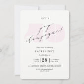 Blush Pink Champagne 40th Birthday Party Invite Kaart (Voorkant)