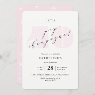 Blush Pink Champagne 40th Birthday Party Invite Kaart