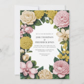 Blush Pink, Champagne & Gold Floral Wedding Kaart (Voorkant)
