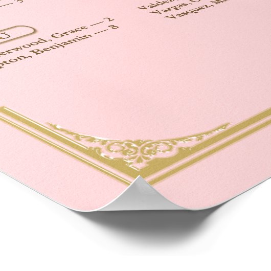 Blush Pink Champagne Gold Wedding Seating Chart Poster (Hoek)