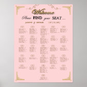 Blush Pink Champagne Gold Wedding Seating Chart Poster (Voorkant)