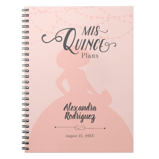 Blush Pink Charro Silhouette Quinceanera Notitieboek (Voorkant)