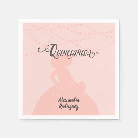 Blush Pink Charro Silhouette Quinceanera Servet (Voorkant)