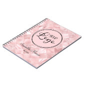 Blush Pink Check Glam Business Logo Meeting Notitieboek (Linkerzijde)