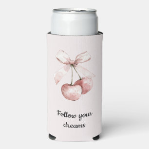 Blush Pink Cherries Bow Seltzer Blikjeskoeler