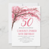 Blush Pink Cherry Blossom 50e verjaardag Bloemen Kaart (Voorkant)