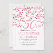 Blush Pink Cherry Blossom 50e verjaardag Bloemen Kaart (Voorkant)