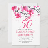 Blush Pink Cherry Blossom 50e verjaardag Bloemen Kaart (Voorkant)