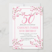 Blush Pink Cherry Blossom 50e verjaardag Bloemen Kaart (Voorkant)