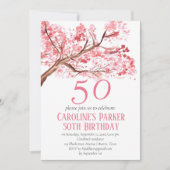 Blush Pink Cherry Blossom 50e verjaardag Bloemen Kaart (Voorkant)