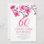 Blush Pink Cherry Blossom 60e verjaardag Bloemen Kaart (Voorkant)
