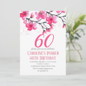 Blush Pink Cherry Blossom 60e verjaardag Bloemen Kaart (Staand voorkant)