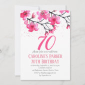 Blush Pink Cherry Blossom 70e verjaardag Bloemen Kaart (Voorkant)