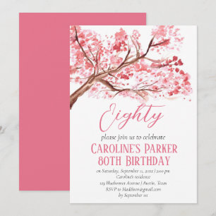 Blush Pink Cherry Blossom 80e verjaardag Bloemen Kaart
