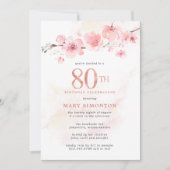 Blush Pink Cherry Blossom 80th Birthday Kaart (Voorkant)