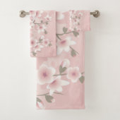 Blush Pink Cherry Blossom Bath Towel Set Bad Handdoek (Insitu)