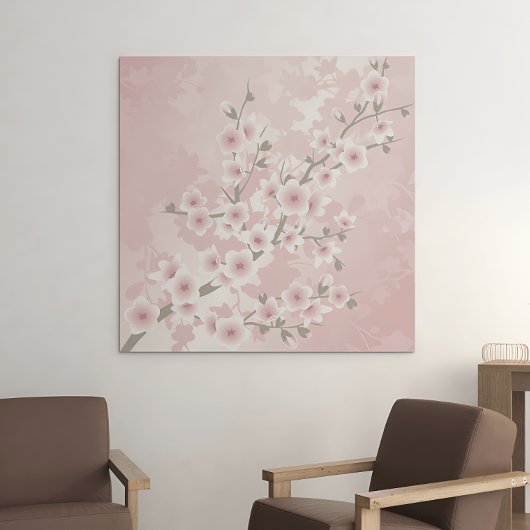  Blush Pink Cherry Blossom Canvas Afdruk