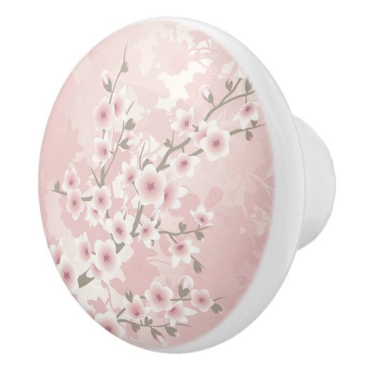  Blush PInk Cherry Blossom Ceramic Knob. Keramische Knop (Rechts)