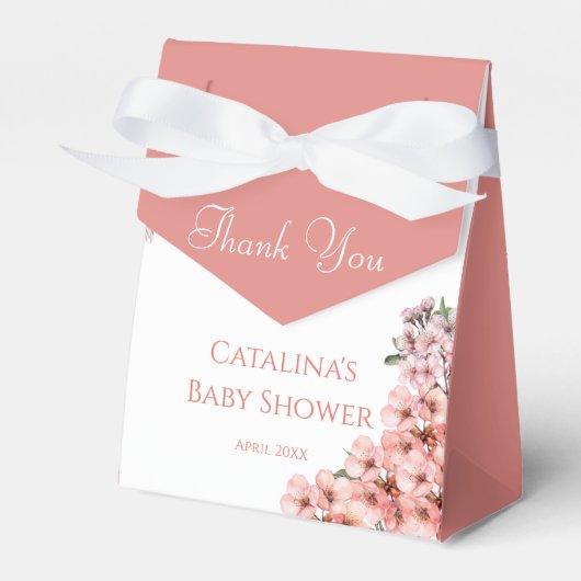 Blush Pink Cherry Blossom Elegant Baby shower Bedankdoosjes (Voorkant Zijde)