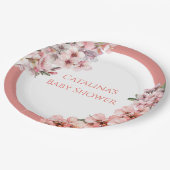 Blush Pink Cherry Blossom Elegant Baby shower Papieren Bordje (Gekanteld)